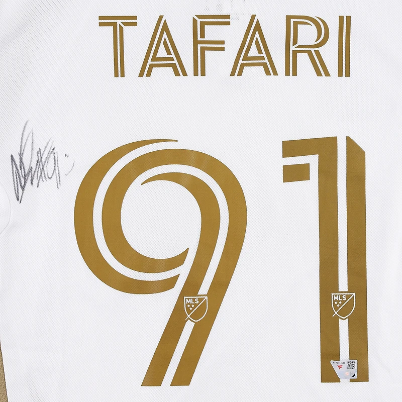 Nkosi Tafari LAFC Autographed Match-Used #91 White Jersey from the 2025 MLS Season - Size L