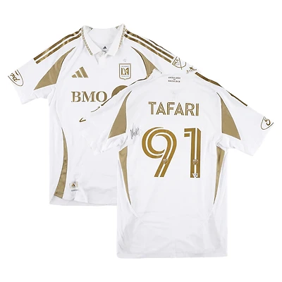 Nkosi Tafari LAFC Autographed Match-Used #91 White Jersey from the 2025 MLS Season - Size L