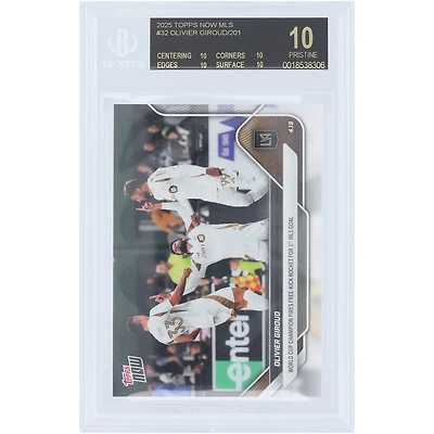 Olivier Giroud LAFC 2025 Topps Now MLS World Cup Champion Fires Free Kick Rocket For 1st MLS Goal Black Label #32 BGS Authenticated 10 Card - 10,10,10,10 Subgrades