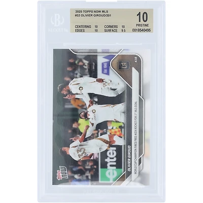 Olivier Giroud LAFC 2025 Topps maintenant champion de la Coupe du monde MLS tire une fusée de coup franc pour le premier but en MLS #32 BGS Carte authentifiée 10 - Sous-grades 10,10,10,9.5