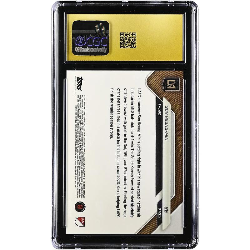 Son Heung-Min LAFC 2025 Topps Now MLS 1st MLS Hat-Trick Fuels LAFC Offensive Outburst #95 CGC Authenticated PRISTINE 10 Card