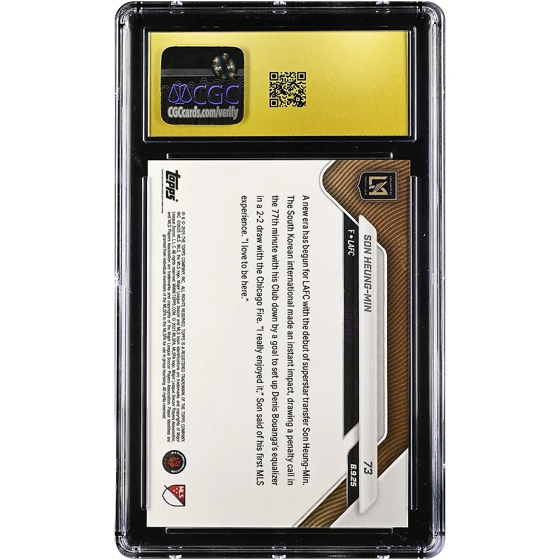 Son Heung-Min LAFC 2025 Topps Now MLS Global Superstar Makes MLS Debut with LAFC #73 CGC Authenticated PRISTINE 10 Card