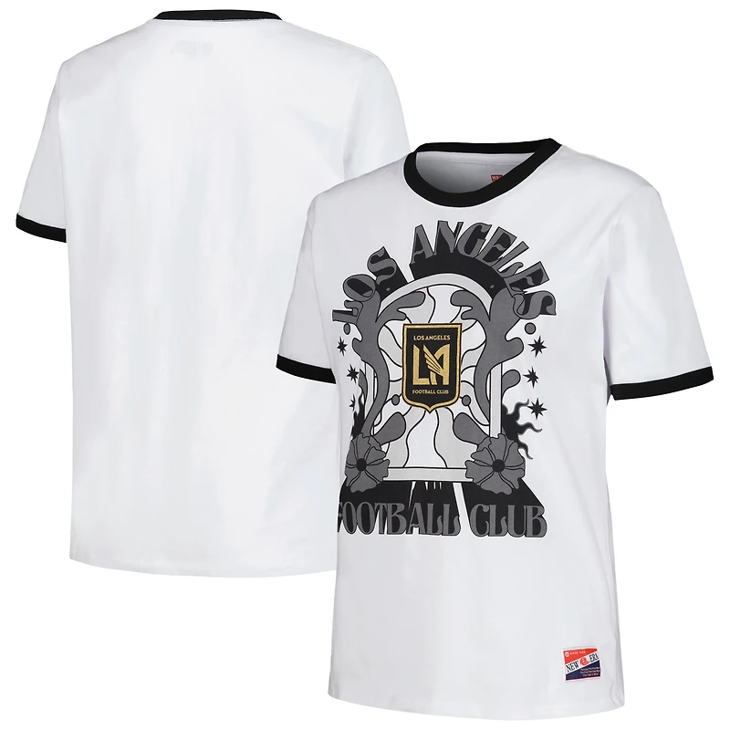 T-shirt blanc LAFC Throwback Ringer 5th & Ocean by New Era pour femmes