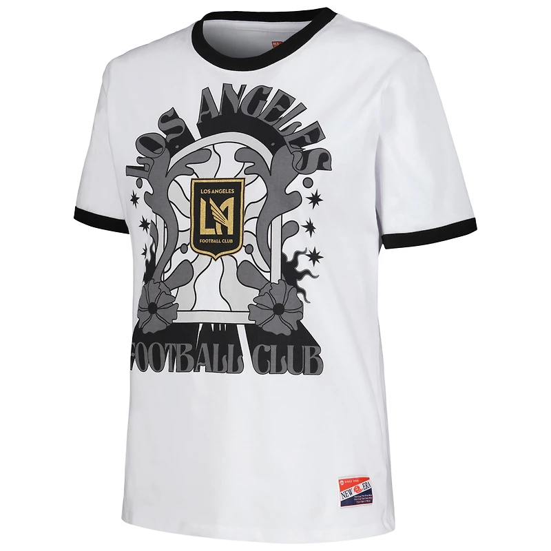 T-shirt blanc LAFC Throwback Ringer 5th & Ocean by New Era pour femmes