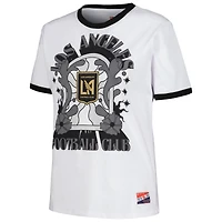 T-shirt blanc LAFC Throwback Ringer 5th & Ocean by New Era pour femmes