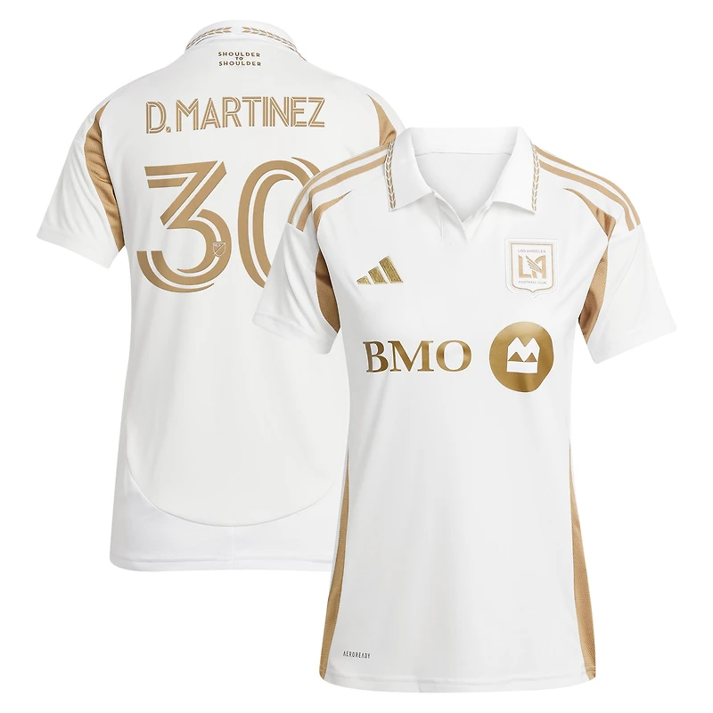 Maillot réplique secondaire de joueur adidas David Martinez blanc LAFC 2025 pour femme