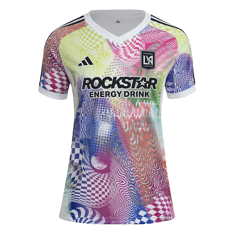 Haut d'avant-match adidas LAFC 2025 Pride blanc pour femme