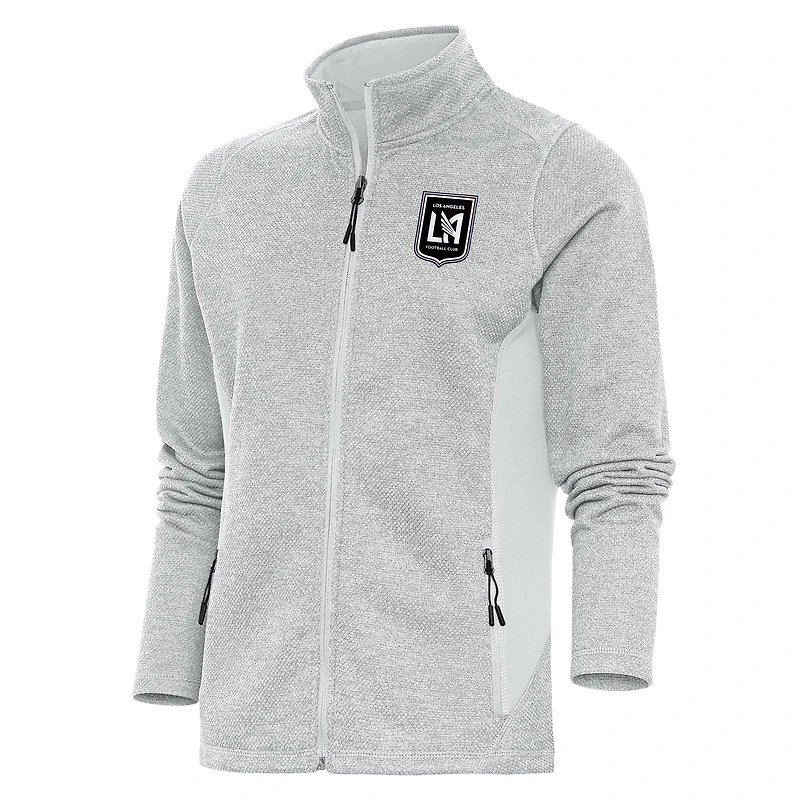 Veste zippée intégrale Antigua Heather Grey LAFC pour femme avec logo métallique brossé
