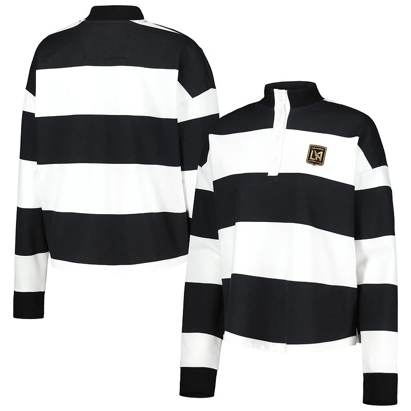 Women's Antigua White LAFC Radical Rugby Stripe Long Sleeve T-Shirt
