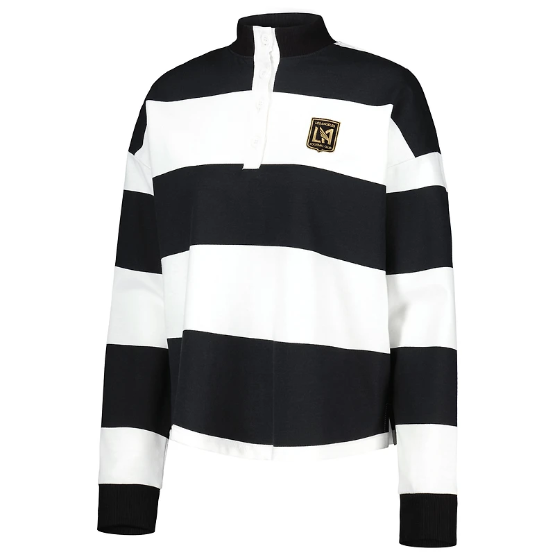 Women's Antigua White LAFC Radical Rugby Stripe Long Sleeve T-Shirt