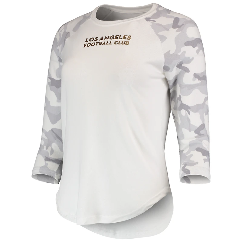 Haut raglan à manches 3/4 en composite LAFC Concepts Sport pour femme, blanc/gris