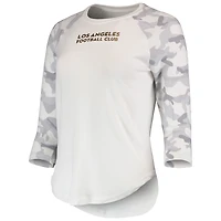 Haut raglan à manches 3/4 en composite LAFC Concepts Sport pour femme, blanc/gris