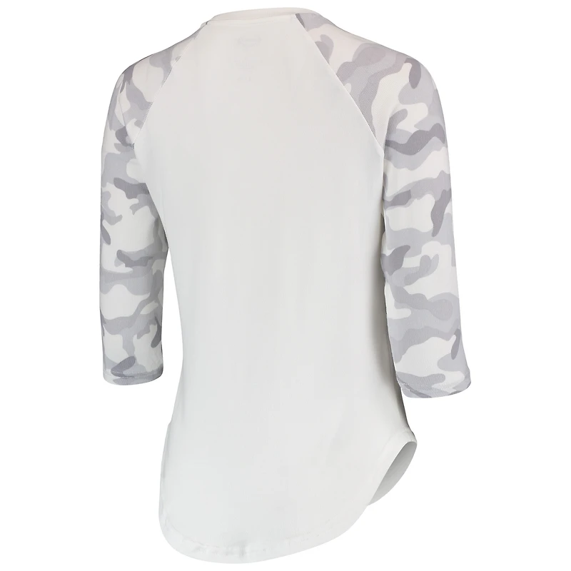 Haut raglan à manches 3/4 en composite LAFC Concepts Sport pour femme, blanc/gris