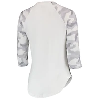 Haut raglan à manches 3/4 en composite LAFC Concepts Sport pour femme, blanc/gris