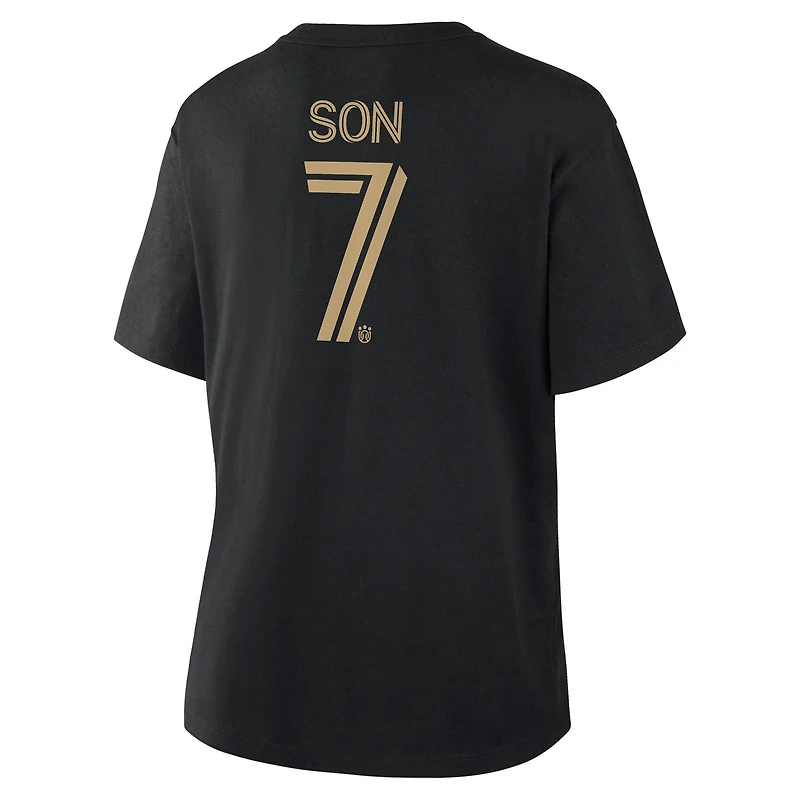 T-shirt noir pour femme Fanatics Son Heung-Min avec nom et numéro du LAFC