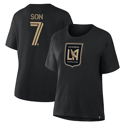 T-shirt noir pour femme Fanatics Son Heung-Min avec nom et numéro du LAFC