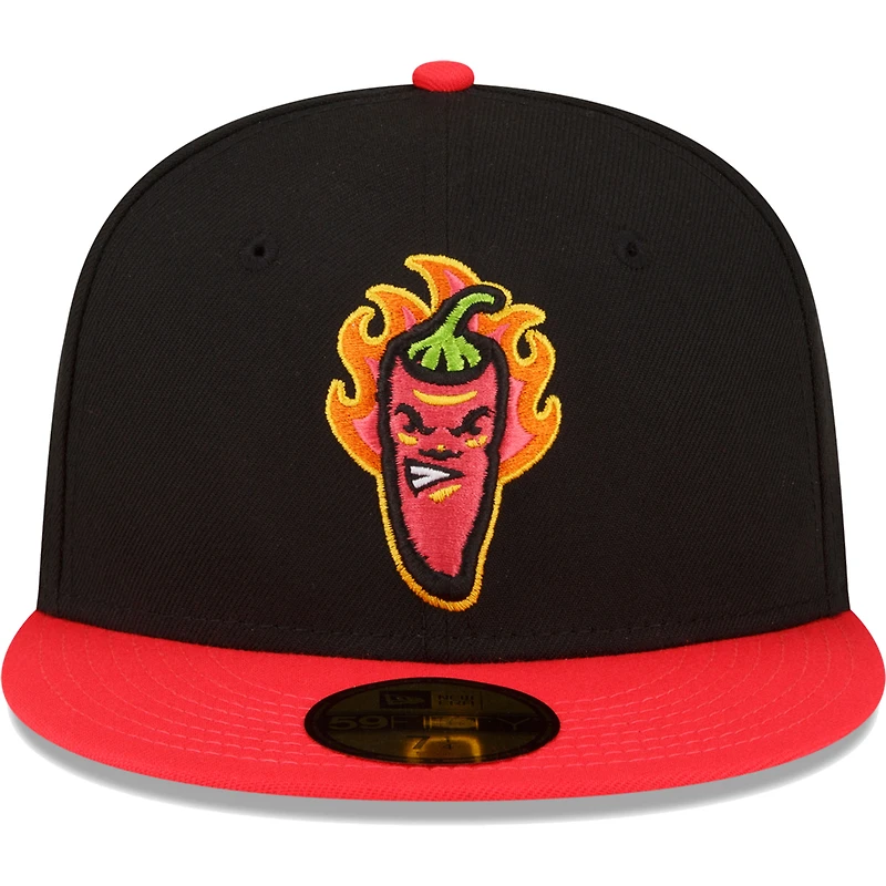 Men's New Era Black/Red Lake County Captains Copa De La Diversion 59FIFTY Fitted Hat