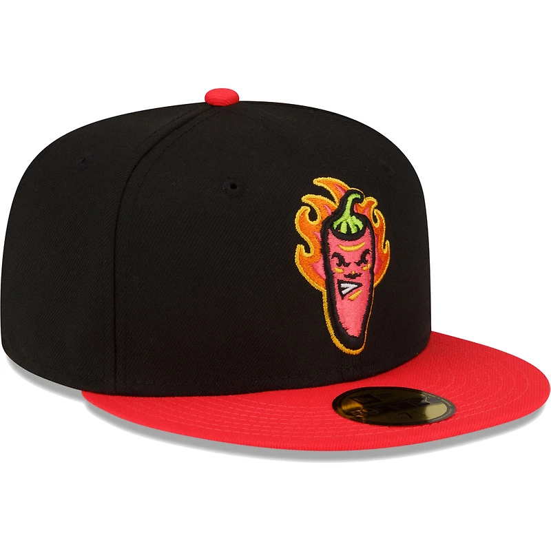 Men's New Era Black/Red Lake County Captains Copa De La Diversion 59FIFTY Fitted Hat