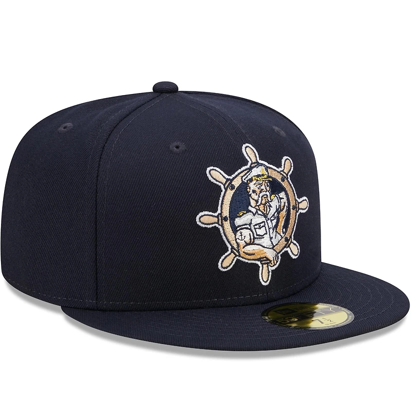 Casquette ajustée 59FIFTY Captains Marvel x Minor League New Era pour homme, bleu marine