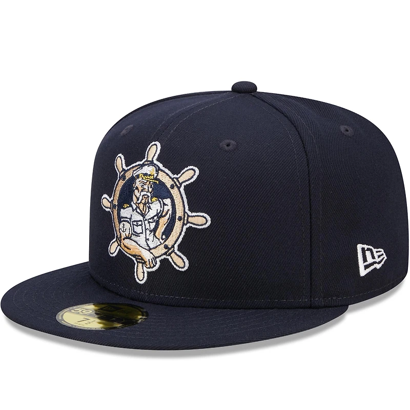 Casquette ajustée 59FIFTY Captains Marvel x Minor League New Era pour homme, bleu marine