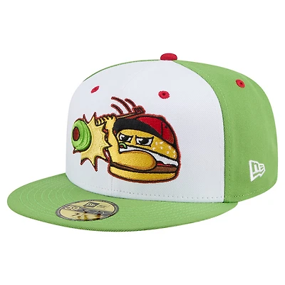 Casquette ajustée 59FIFTY blanche pour homme de New Era, thème Lansing Lugnuts