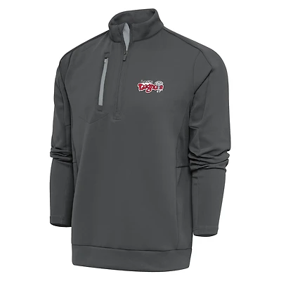 Men's Antigua  Pewter Lansing Lugnuts Generation Quarter-Zip Pullover Top