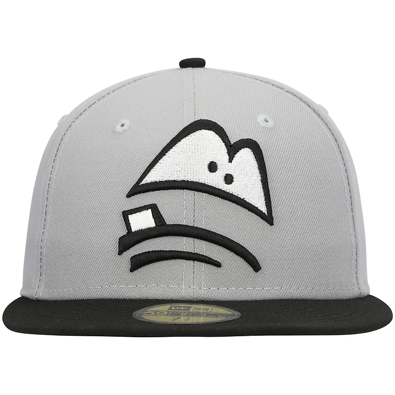 Men's New Era Gray Lansing Lugnuts Authentic Collection Road 59FIFTY Fitted Hat