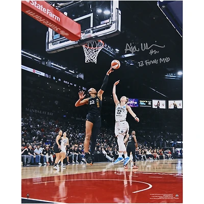 Photographie d'action autographiée de 16" x 20" d'A'ja Wilson, championne de la finale WNBA 2023 des Las Vegas Aces, avec l'inscription "23 Finals MVP"