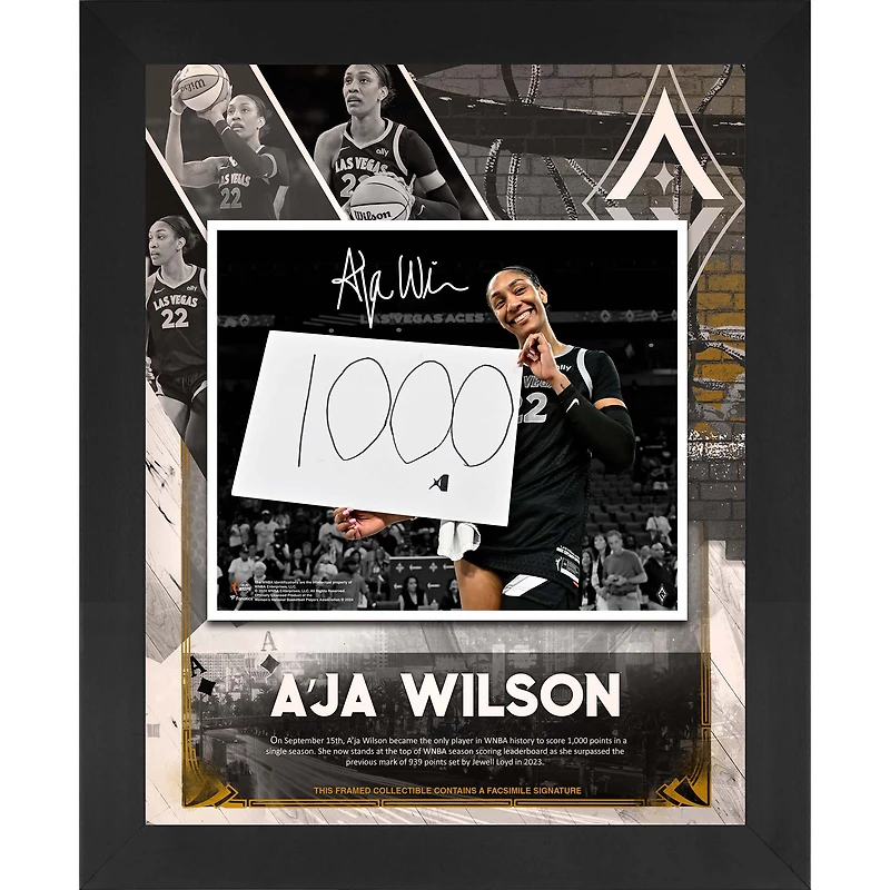 A'ja Wilson Las Vegas Aces Facsimile Signature Framed 16" x 20" Single Season Scoring Record Floating Photo Collage