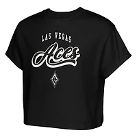 T-shirt court noir pour jeunes filles avec fanion des Aces de Las Vegas City