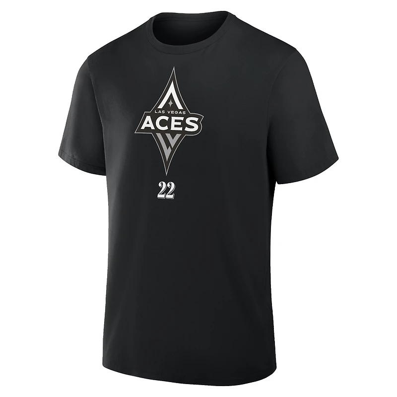 T-shirt noir pour homme Fanatics A'ja Wilson avec nom et numéro des Las Vegas Aces The Paint