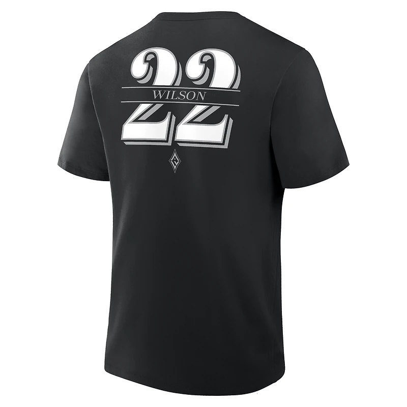 T-shirt noir pour homme Fanatics A'ja Wilson avec nom et numéro des Las Vegas Aces The Paint