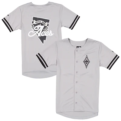 Maillot de baseball New Era gris pour homme, Las Vegas Aces, repêchage WNBA 2026, ville natale
