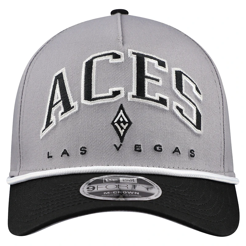 Men's New Era Gray Las Vegas Aces Bold Arch COOLERA 9FORTY A-Frame M-Crown Adjustable Hat