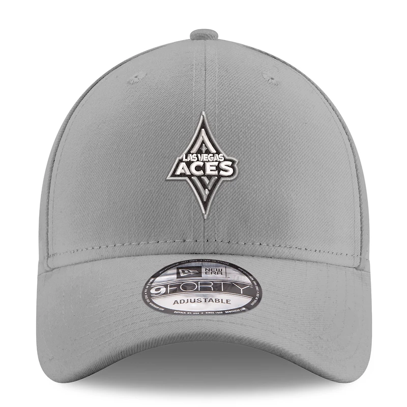 Casquette ajustable 9FORTY grise avec logo principal des Las Vegas Aces de New Era pour homme