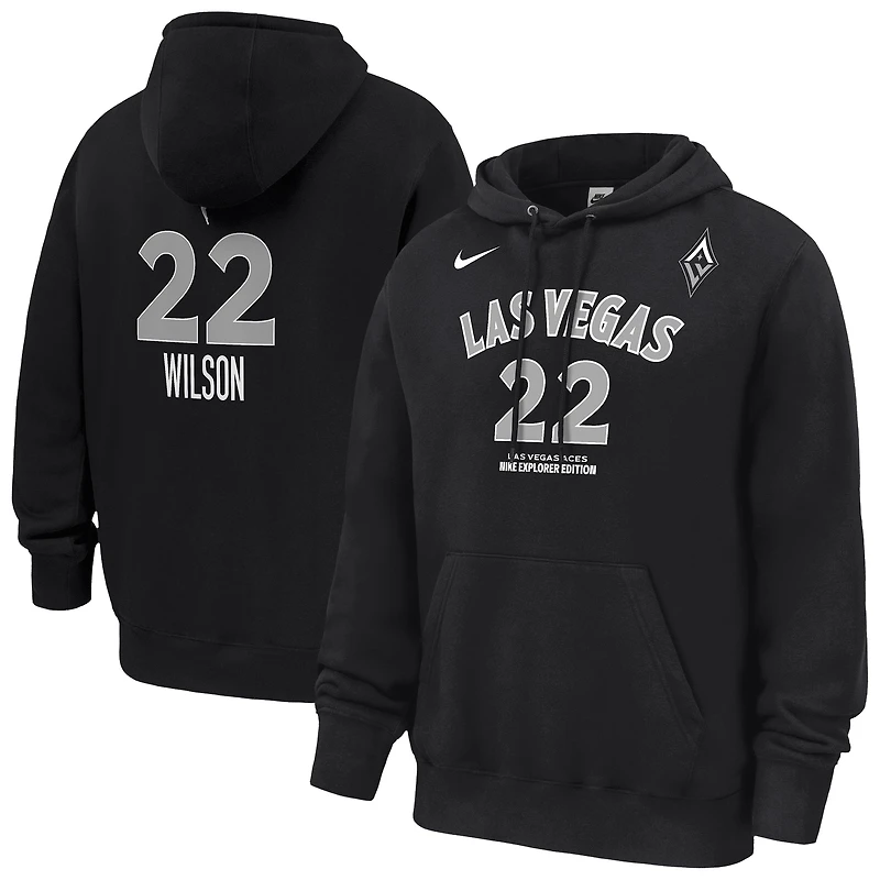 Men's Nike A'ja Wilson Black Las Vegas Aces Explorer Edition Name & Number Hoodie