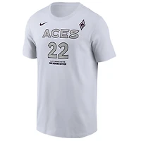 T-shirt Nike A'ja Wilson blanc pour homme, édition Heroine des Las Vegas Aces, avec nom et numéro