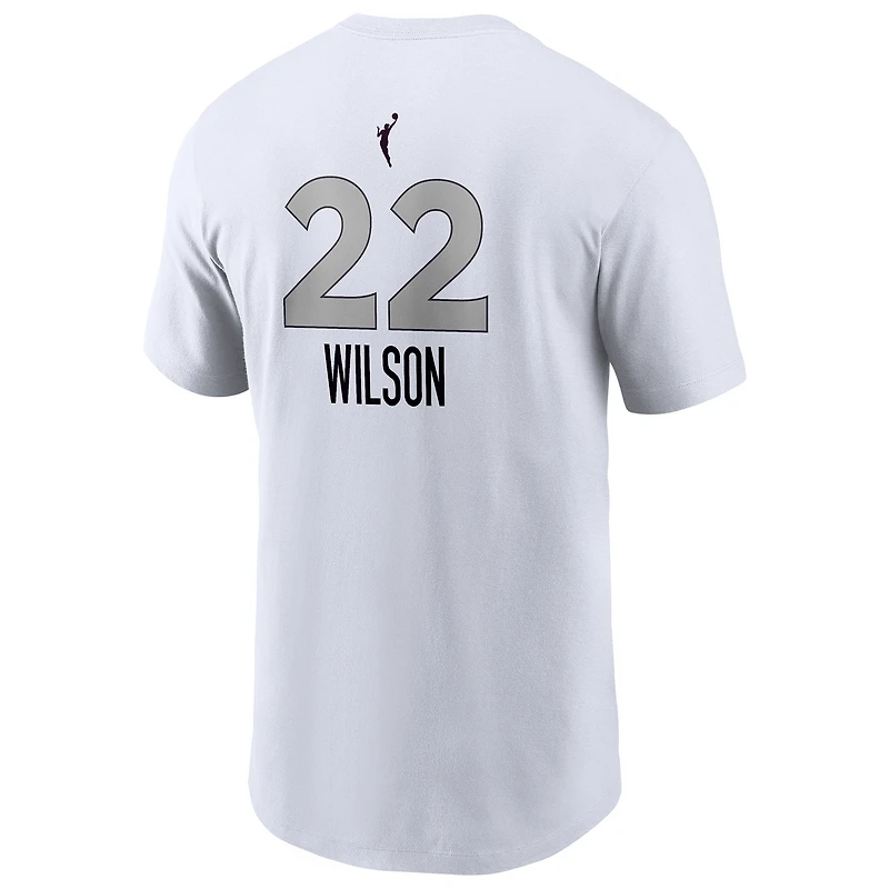 T-shirt Nike A'ja Wilson blanc pour homme, édition Heroine des Las Vegas Aces, avec nom et numéro