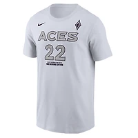T-shirt Nike A'ja Wilson blanc Las Vegas Aces, édition héroïne, nom et numéro