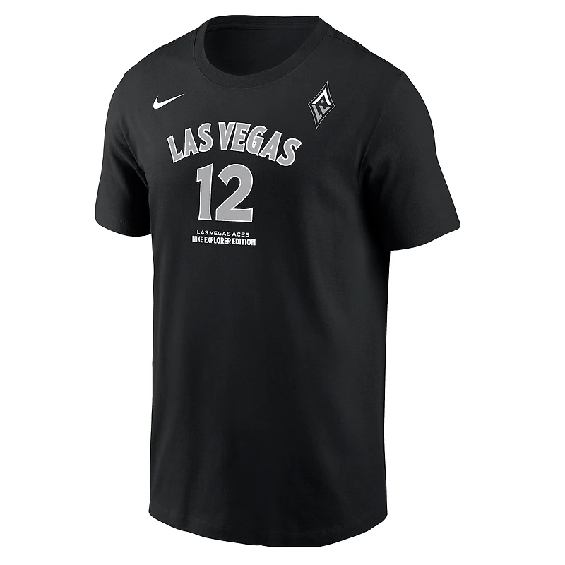 Men's Nike Chelsea Gray Black Las Vegas Aces Explorer Edition Name & Number T-Shirt