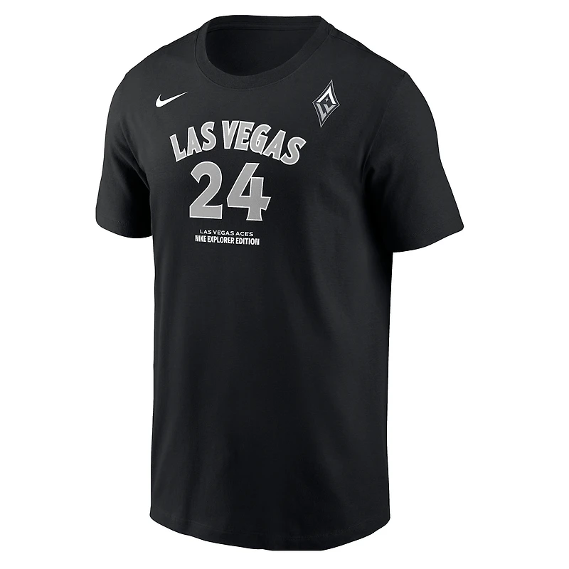T-shirt Nike Jewell Loyd noir pour homme, édition Explorer, avec nom et numéro des Las Vegas Aces