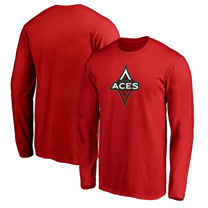 T-shirt à manches longues rouge pour homme avec logo principal des Las Vegas Aces
