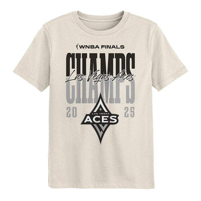 T-shirt de célébration des championnes la WNBA 2025 Las Vegas Aces pour enfants d'âge préscolaire Outerstuff Natural