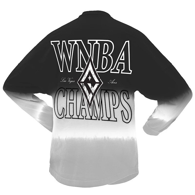 Unisex Fanatics  Black/Gray Las Vegas Aces 2025 WNBA Finals Champions Long Sleeve Ombre Spirit Jersey