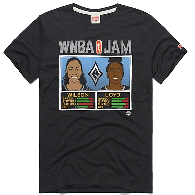 T-shirt unisexe hommage à A'ja Wilson et Jewell Loyd, charbon de bois, Las Vegas Aces, WNBA Jam Tri-Blend
