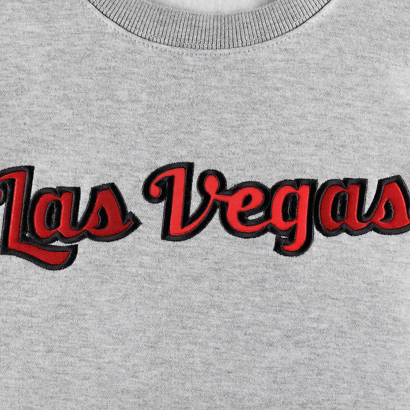 Unisex Kur8ted Heather Gray Las Vegas Aces Satin Stitch Core Pullover Sweatshirt