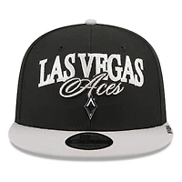Unisex New Era Black/Gray Las Vegas Aces WNBA Tip-Off 2026 Metal Badge A-Frame 9FIFTY Snapback Hat