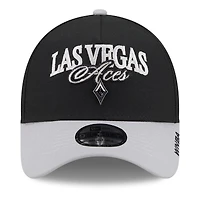 Unisex New Era Black/Gray Las Vegas Aces WNBA Tip-Off 2026 Metal Badge A-Frame 9FORTY Adjustable Hat