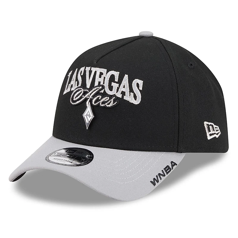 Unisex New Era Black/Gray Las Vegas Aces WNBA Tip-Off 2026 Metal Badge A-Frame 9FORTY Adjustable Hat