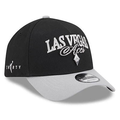 Unisex New Era Black/Gray Las Vegas Aces WNBA Tip-Off 2026 Metal Badge A-Frame 9FORTY Adjustable Hat